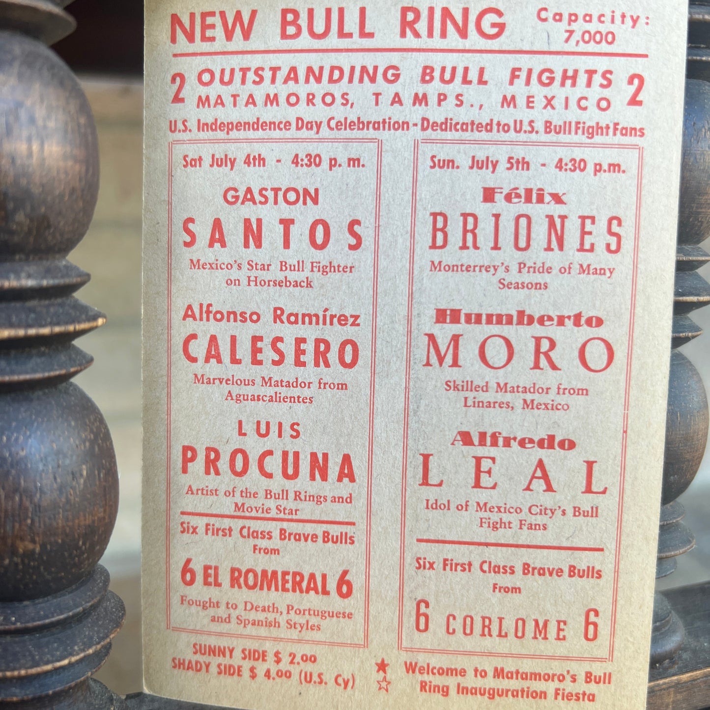 Matamoros Bull Fight Cards