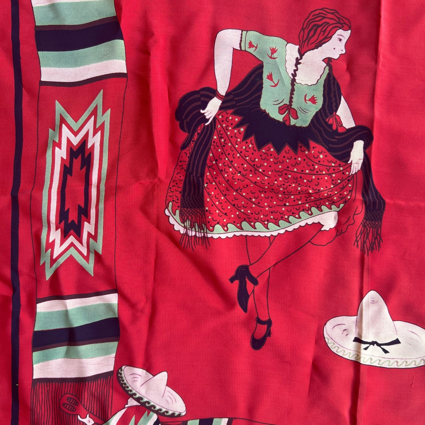 Mexican Red Sombrero Dancers Scarf