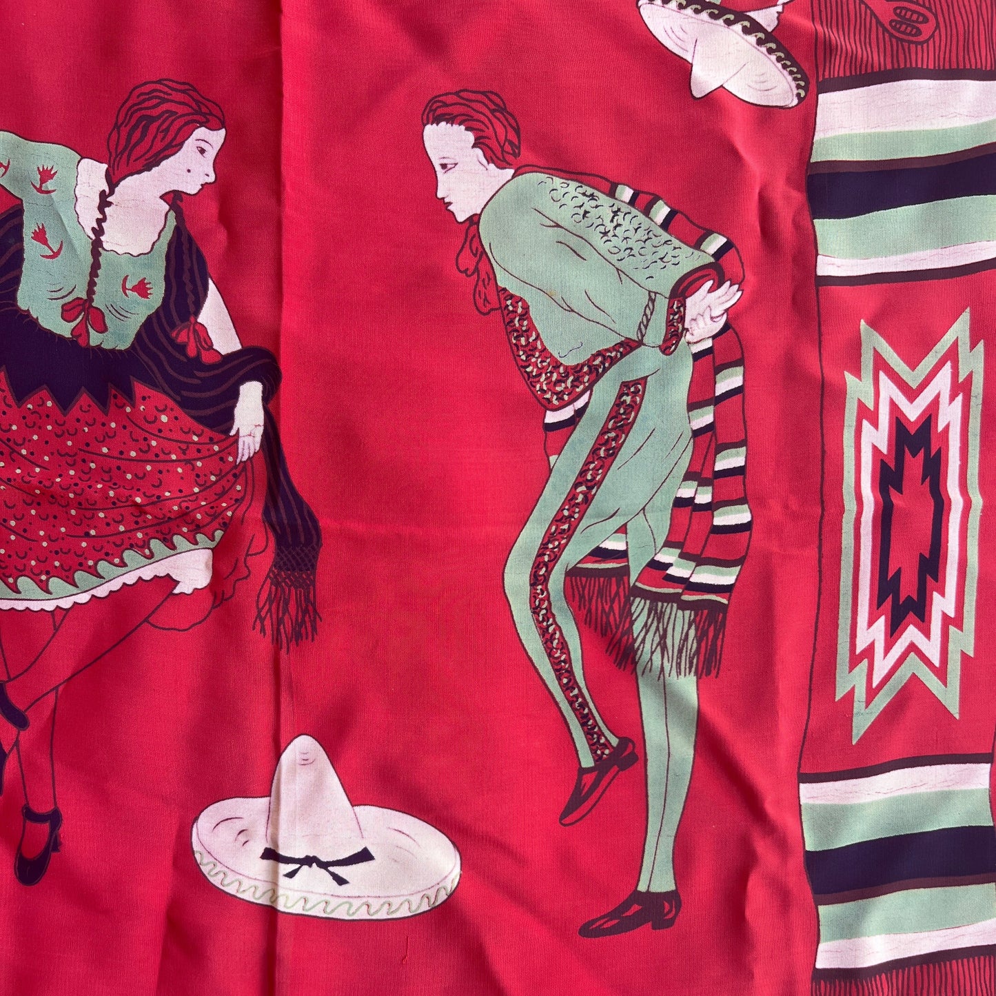 Mexican Red Sombrero Dancers Scarf