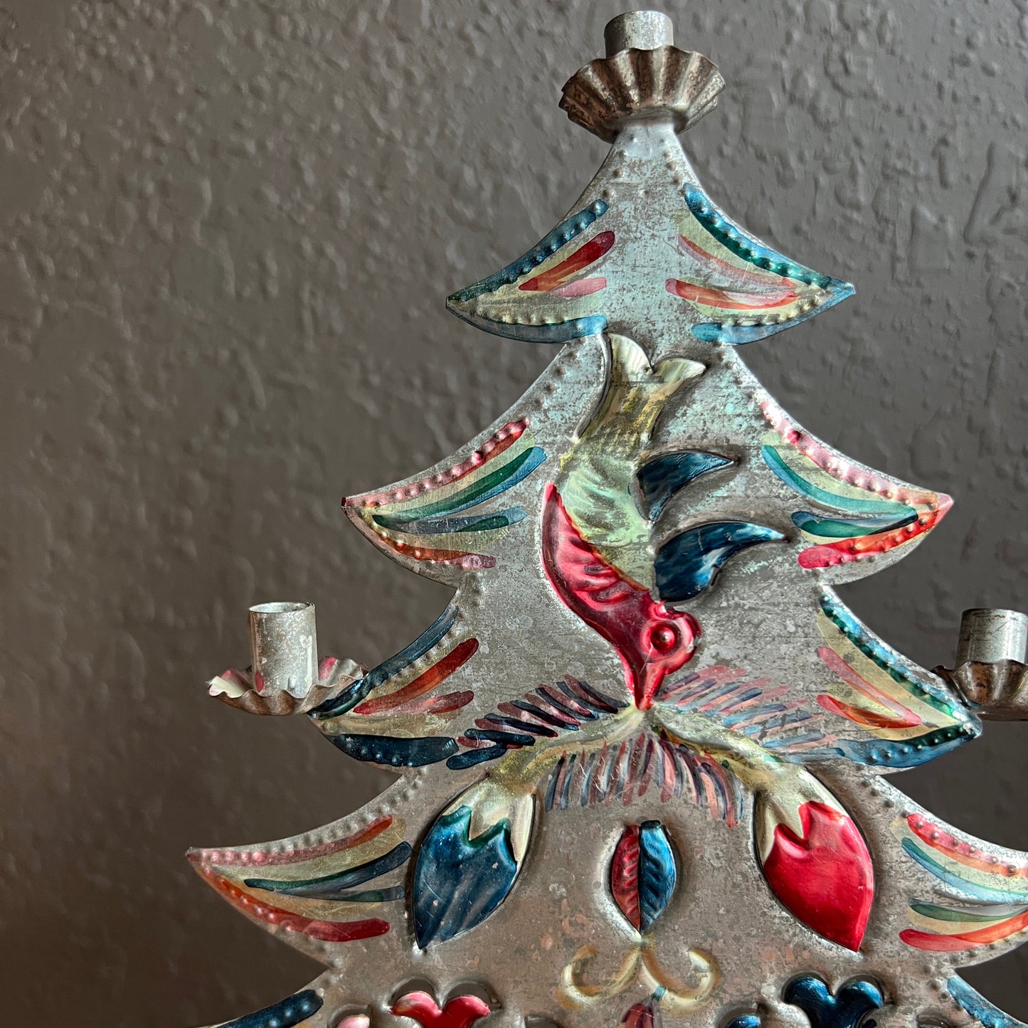Punch Tin Christmas Tree Candle Holder