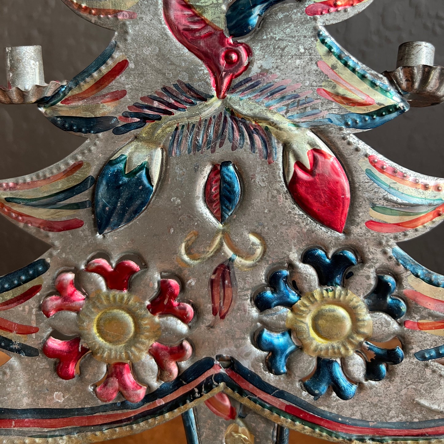 Punch Tin Christmas Tree Candle Holder