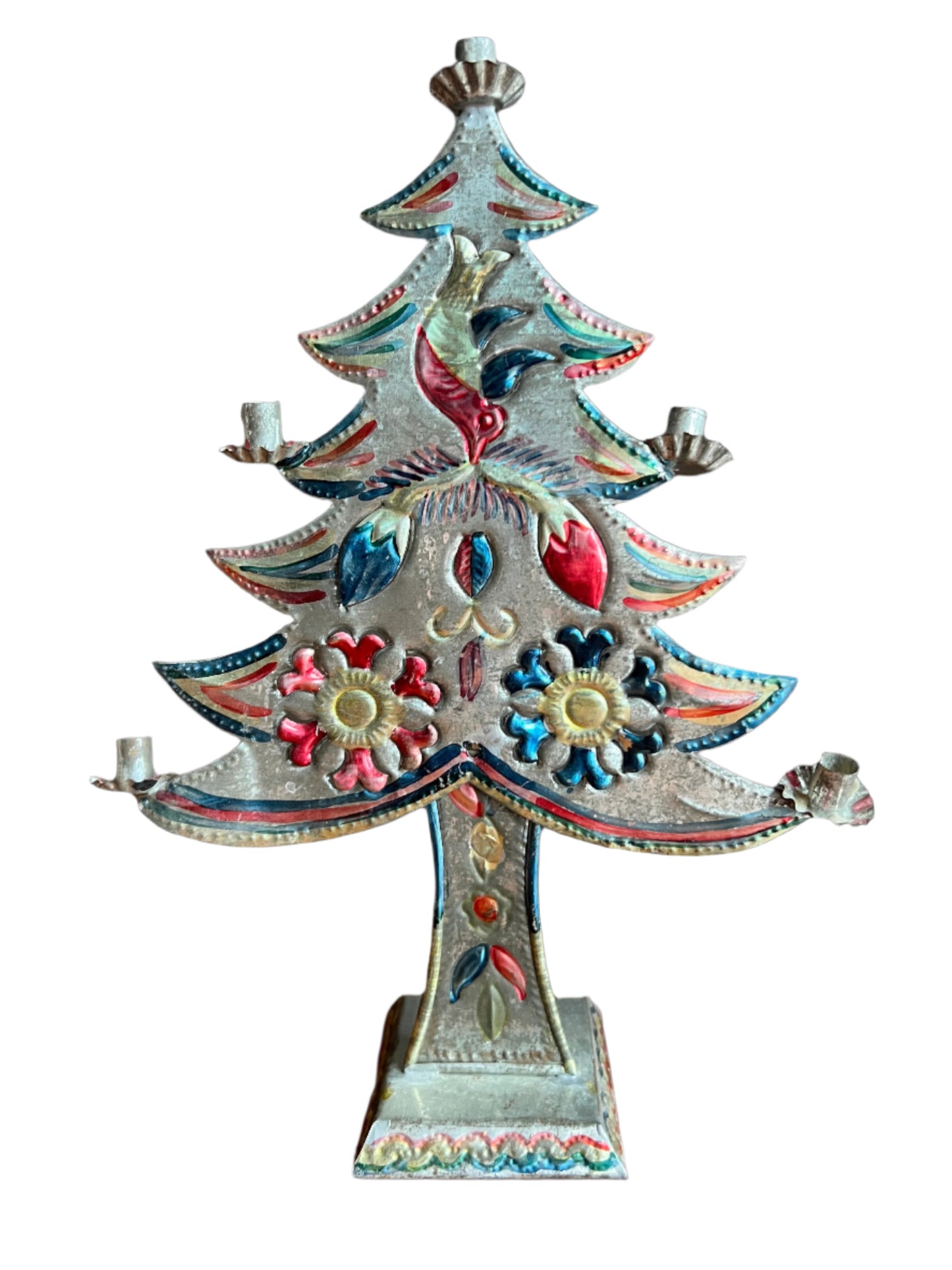 Punch Tin Christmas Tree Candle Holder