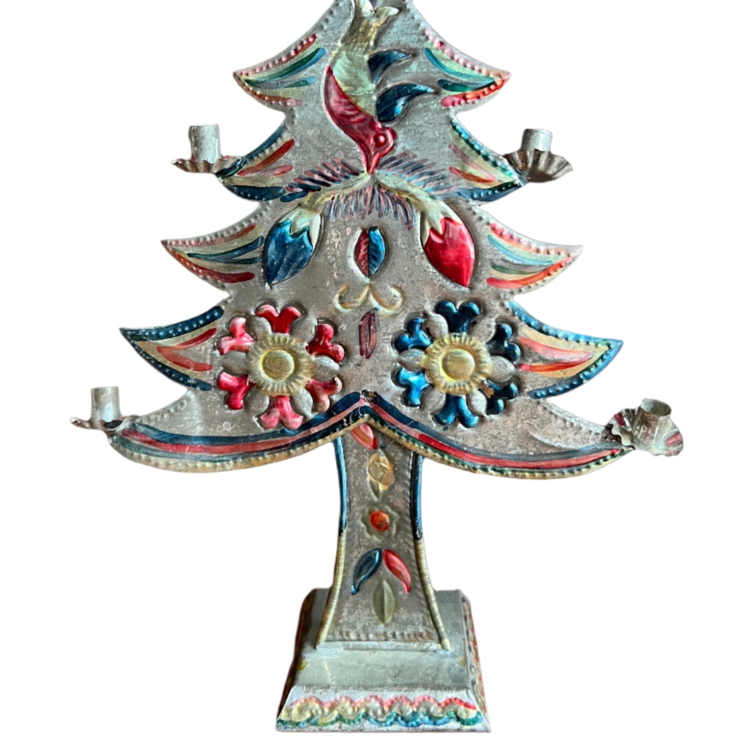 Punch Tin Christmas Tree Candle Holder