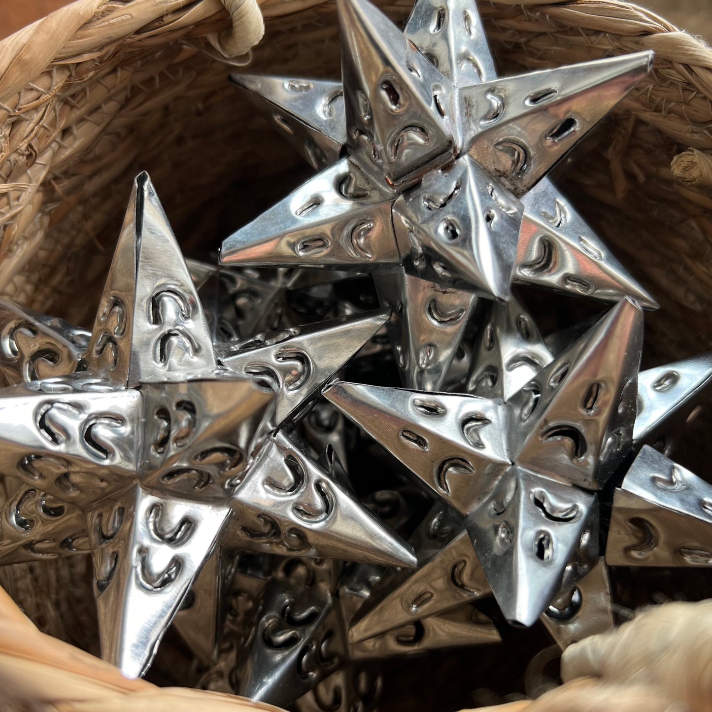 Punched Silver Tin Stars