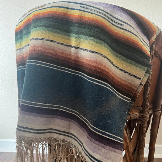 Vintage Wool Saltillo Serape Woven Blanket