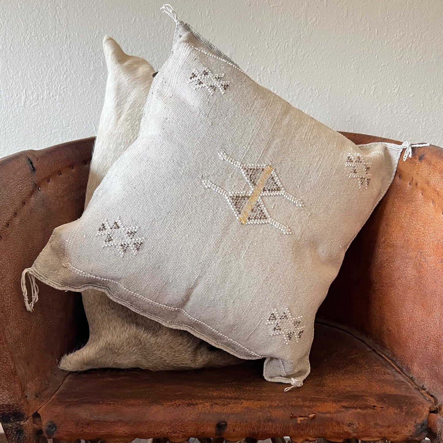 Grey Cactus Silk Pillow