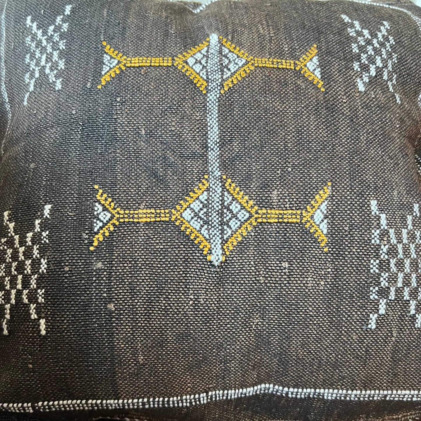 Dark Brown Cactus Silk Pillow