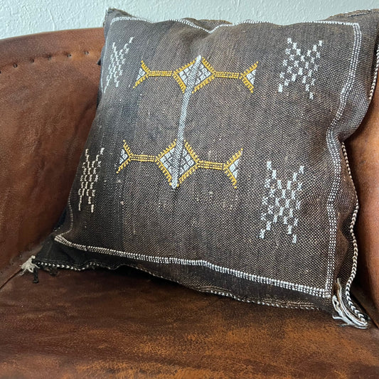 Dark Brown Cactus Silk Pillow