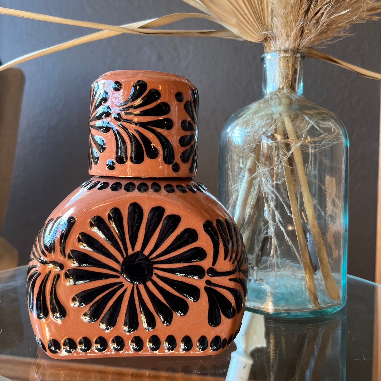 Black Talavera Clay Carafe