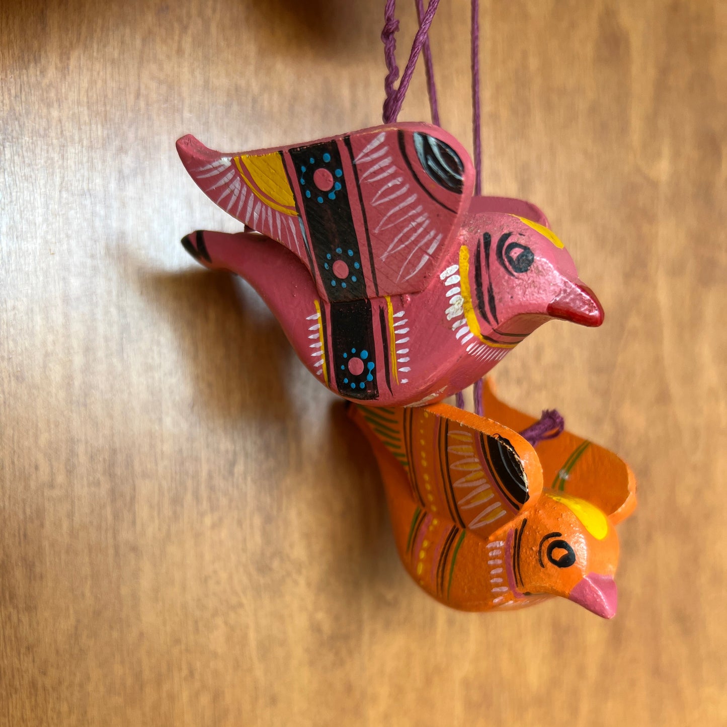 Mexican Vintage Wooden Songbird Ornaments