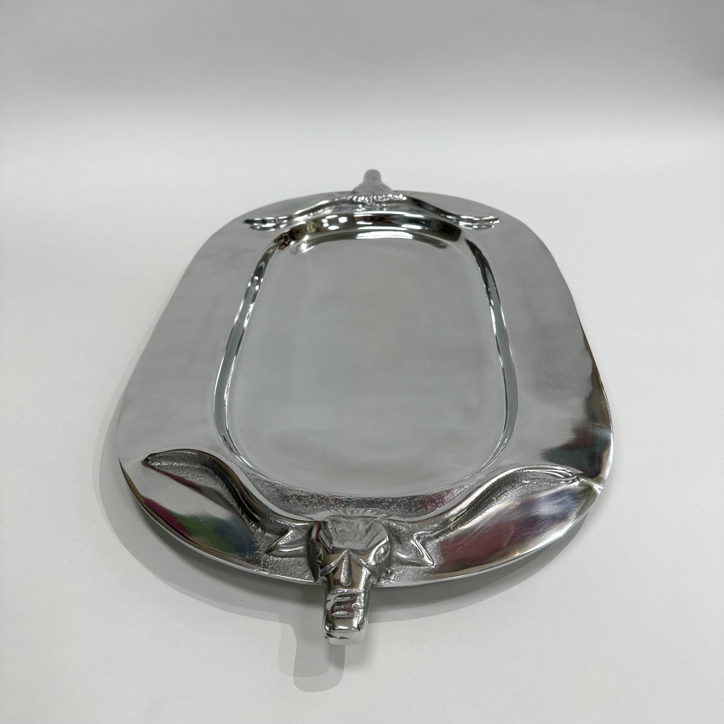 Silver Longhorn Serving Tray