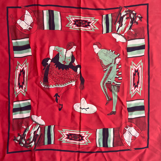 Mexican Red Sombrero Dancers Scarf