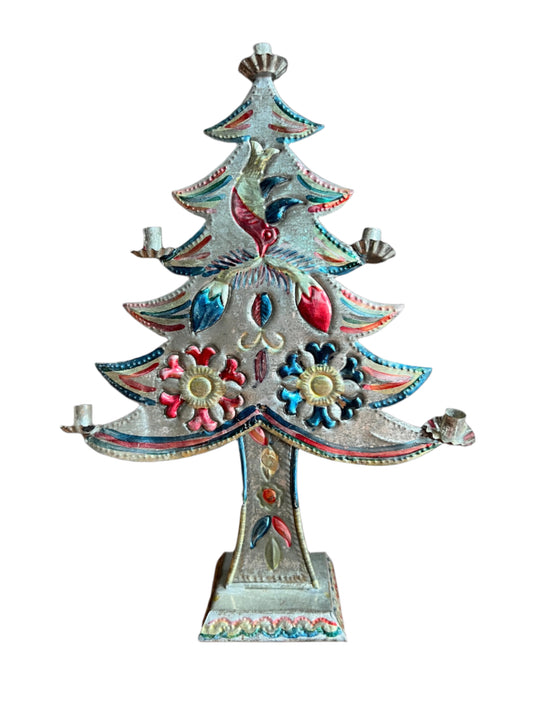 Punch Tin Christmas Tree Candle Holder