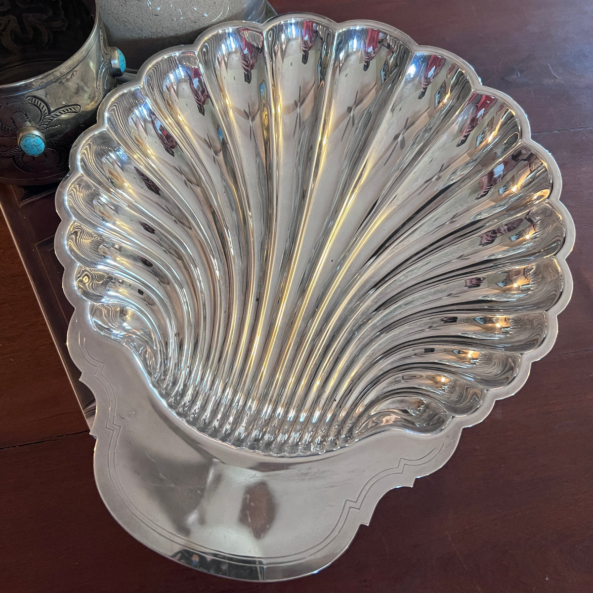 Silverplate Scalloped Clamshell Serving Platter
