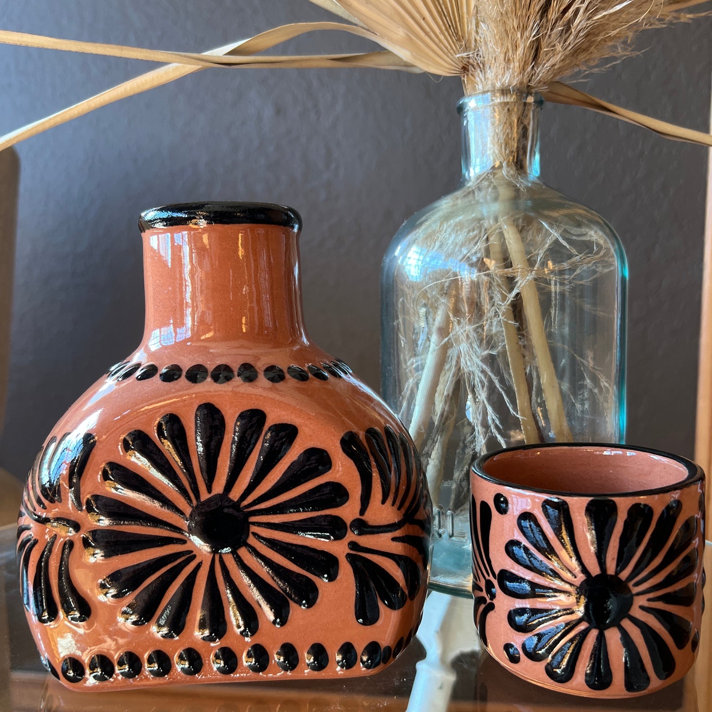 Black Talavera Clay Carafe
