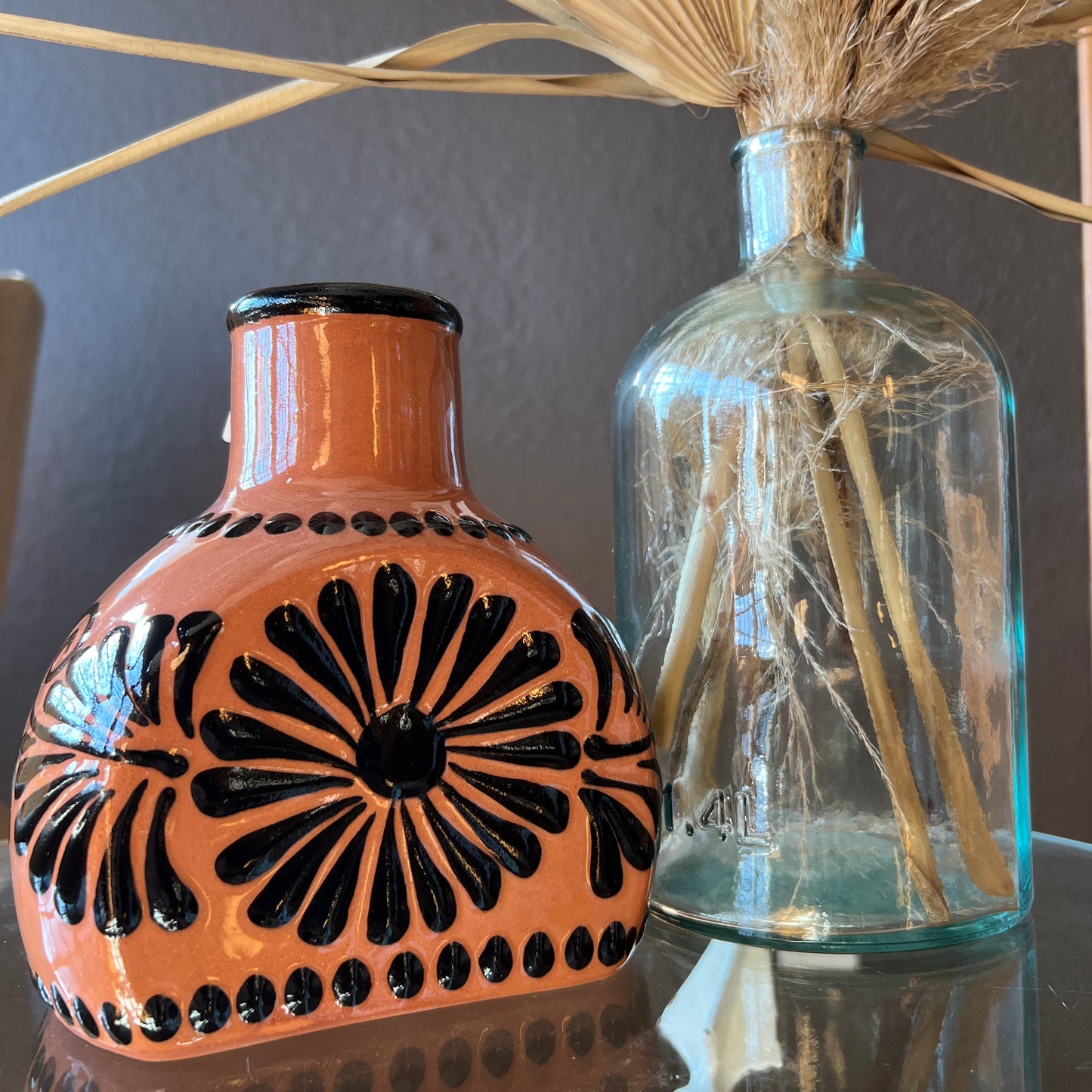 Black Talavera Clay Carafe