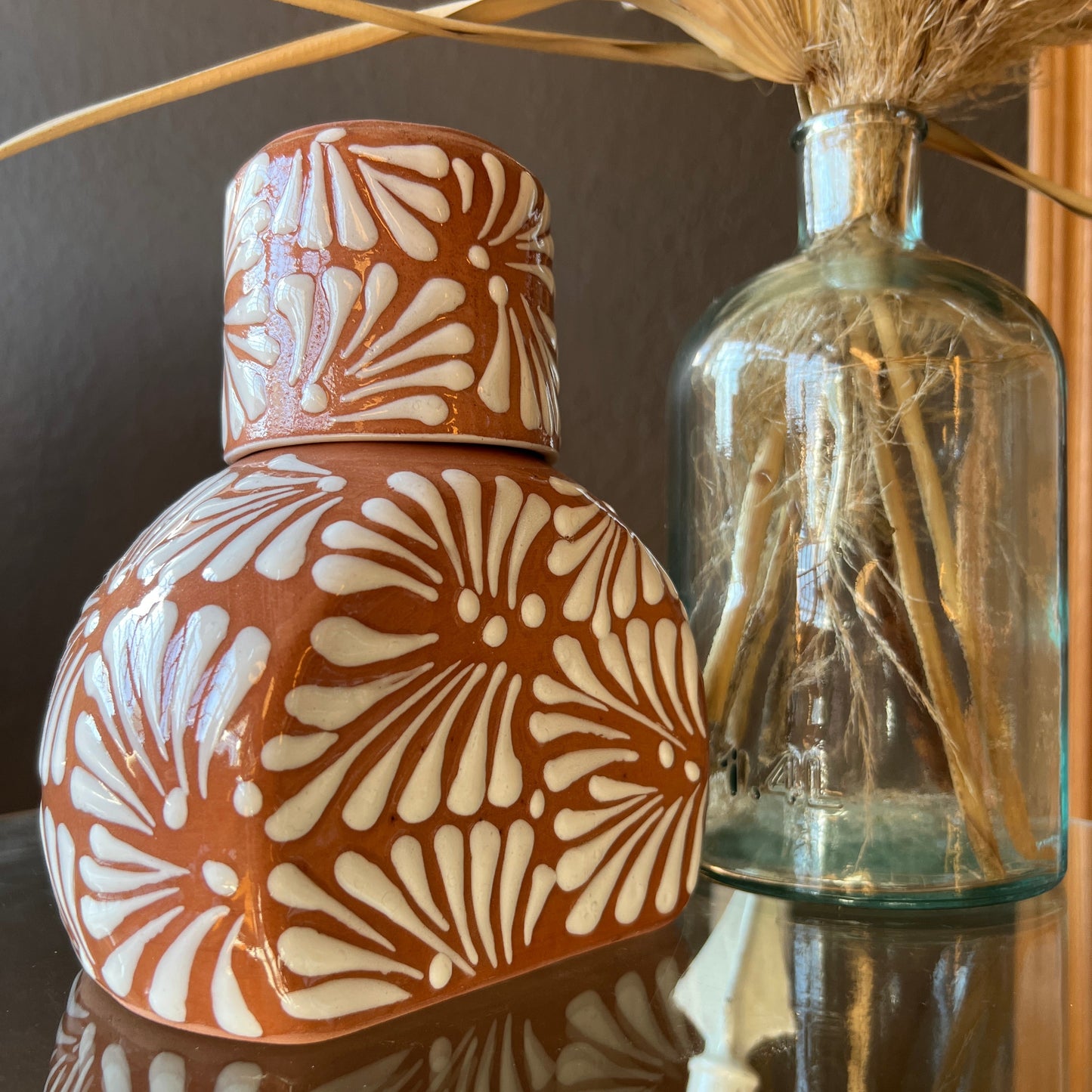 White Talavera Clay Carafe