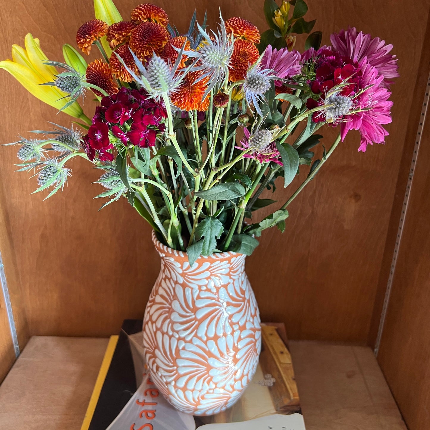 White Floral Talavera Vase