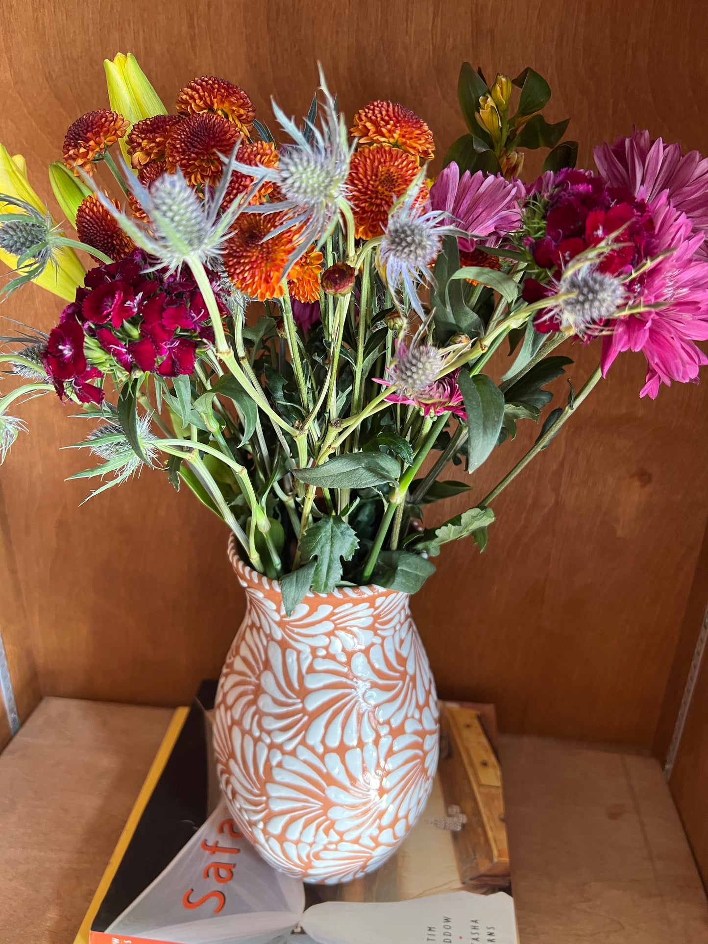 White Floral Talavera Vase