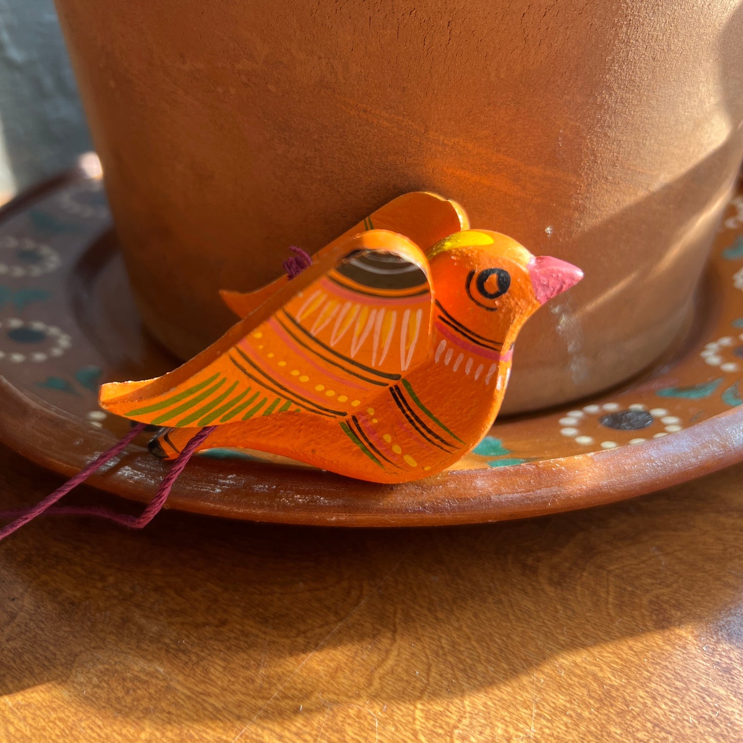 Mexican Vintage Wooden Songbird Ornaments