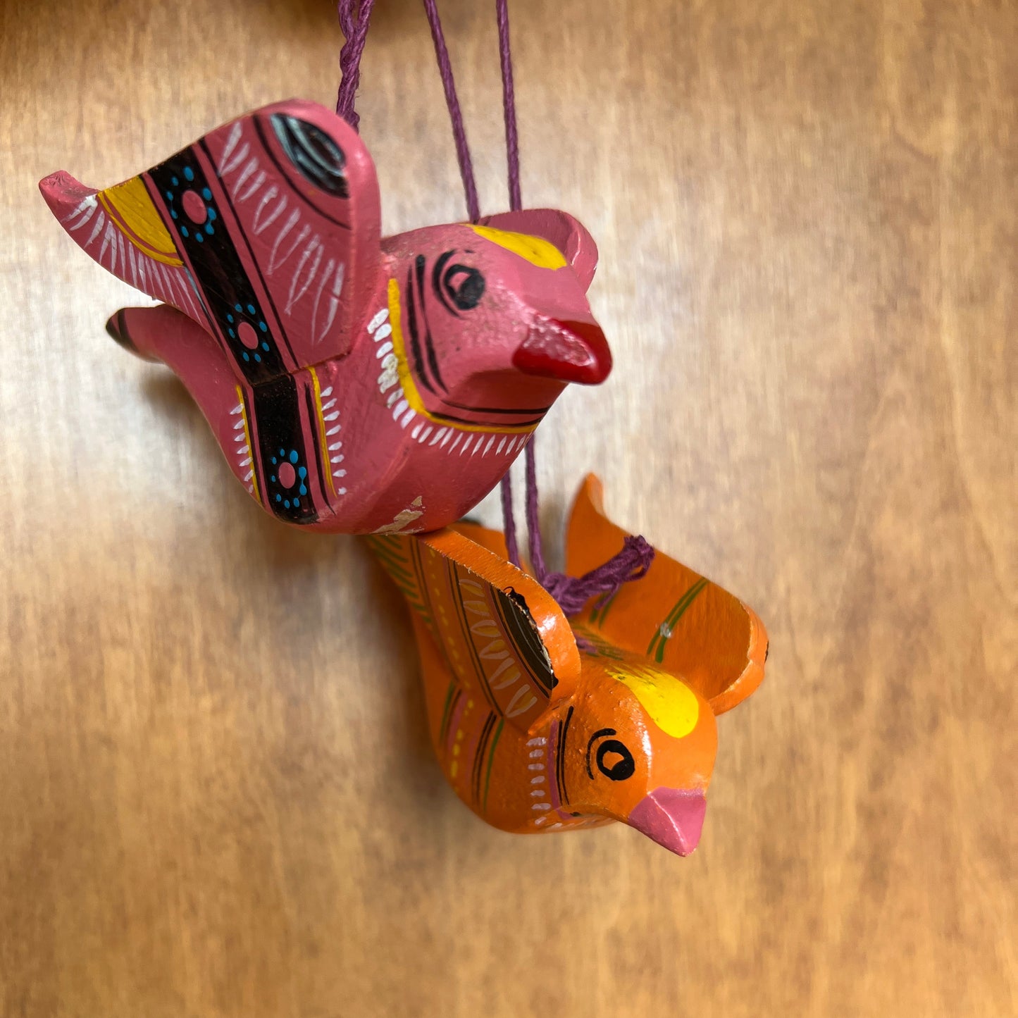 Mexican Vintage Wooden Songbird Ornaments